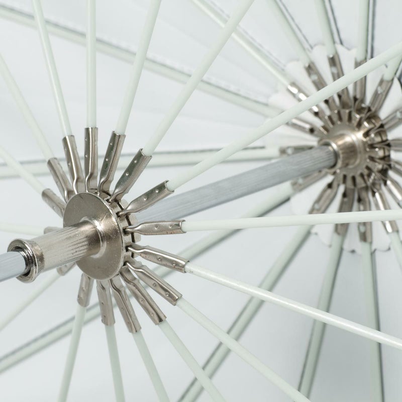 円形に近い16リブ中型グラスファイバーアンブレラ 150cm（ホワイト）PUB-150BW