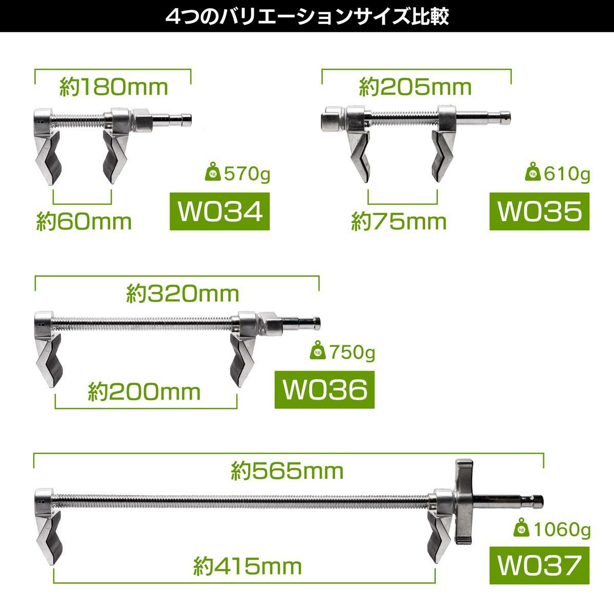 最大415mm厚までつかめる20インチエンドジョーズクランプW037